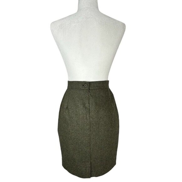 Fendi Women's Green Tweed Designer Virgin Wool Career Pencil Skirt FR38/W25 - Picture 6 of 15